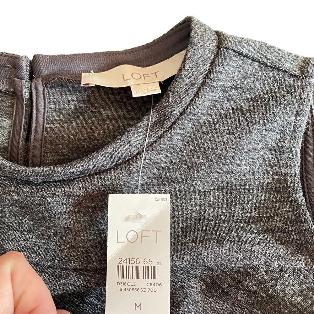 Loft NEW gray cold shoulder ruffle long sleeve tunic dress medium - Picture 4 of 6